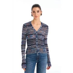 Allison NY Blue Patterned Women's Cardigan